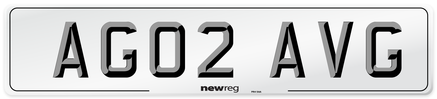 AG02 AVG Number Plate from New Reg